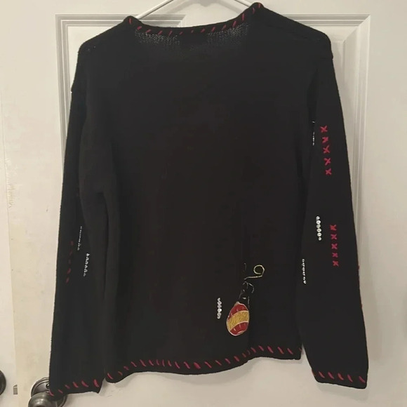 Holiday Editions Ugly Christmas black sweater size medium zip up crewneck - Picture 3 of 6